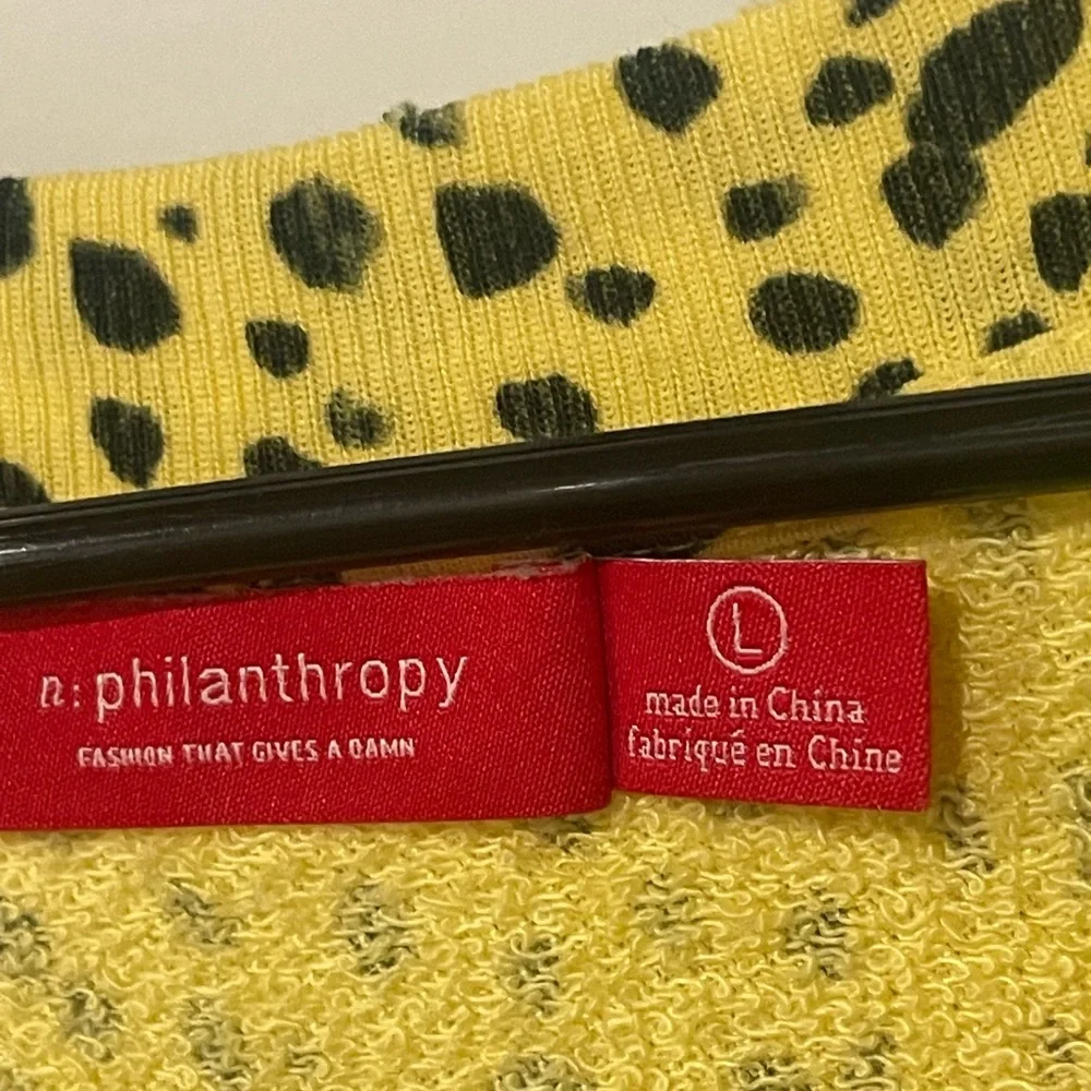 N: philanthropy distressed yellow cheetah print cotton sweatshirt